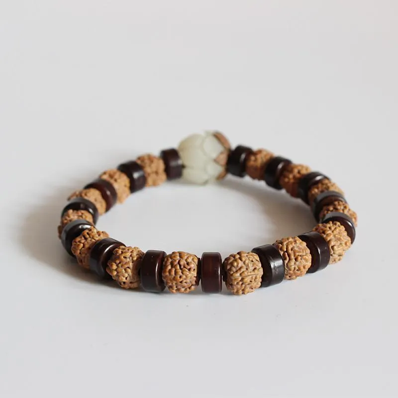 Tibetan Natural Rudraksha Jewelry Coconut Shell Beads Bracelet