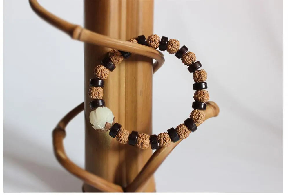 Tibetan Natural Rudraksha Jewelry Coconut Shell Beads Bracelet