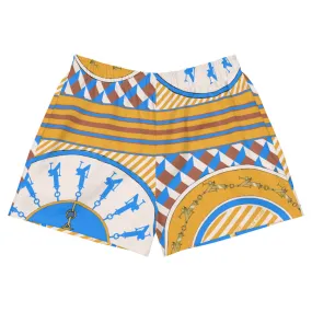 Women's Scarf Print Premium Shorts- Marigold